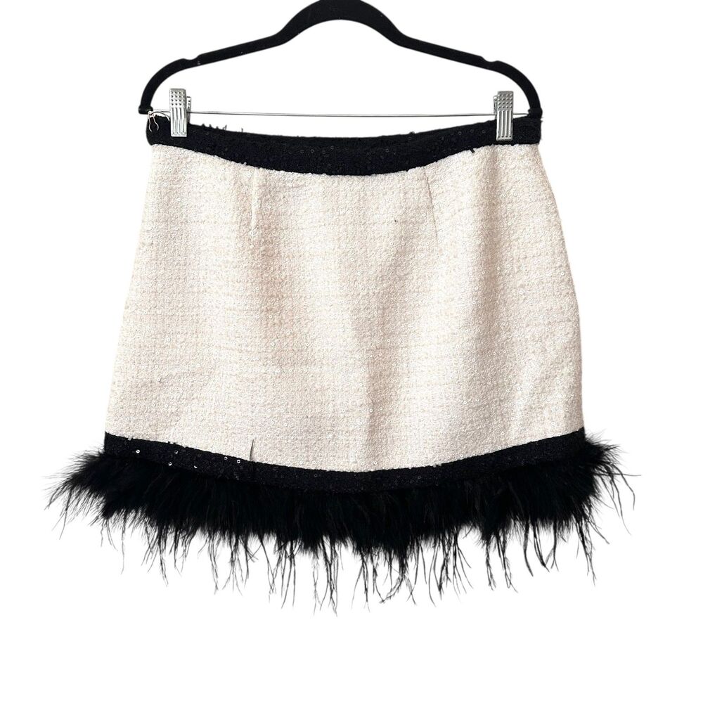 SAYLOR Cressida Tweed Feathered‎ Mini Skirt NWT Large - Picture 3 of 6
